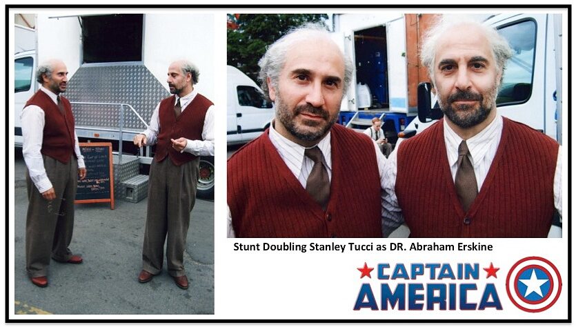 Peter Pedrero in a Captain America stunt-doubling collage
