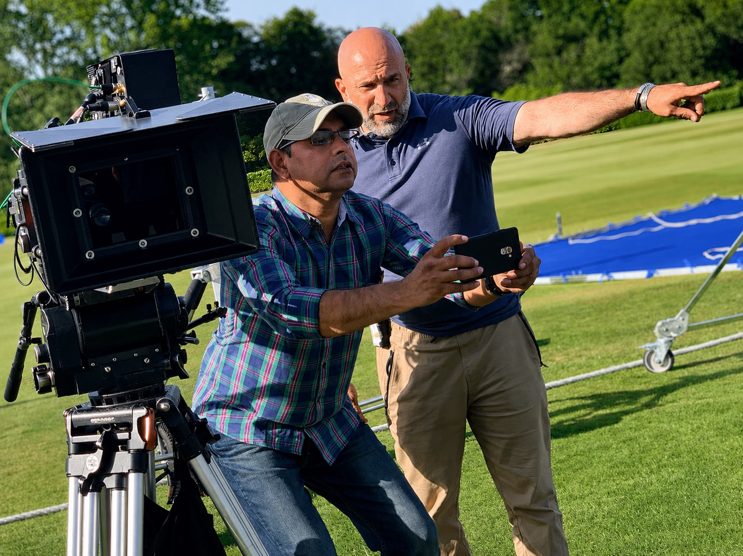Peter discussing a shot beside a camera