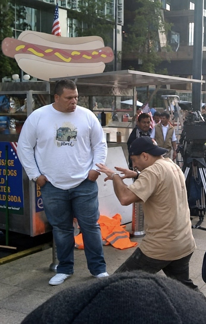 Action rehearsal on a city set