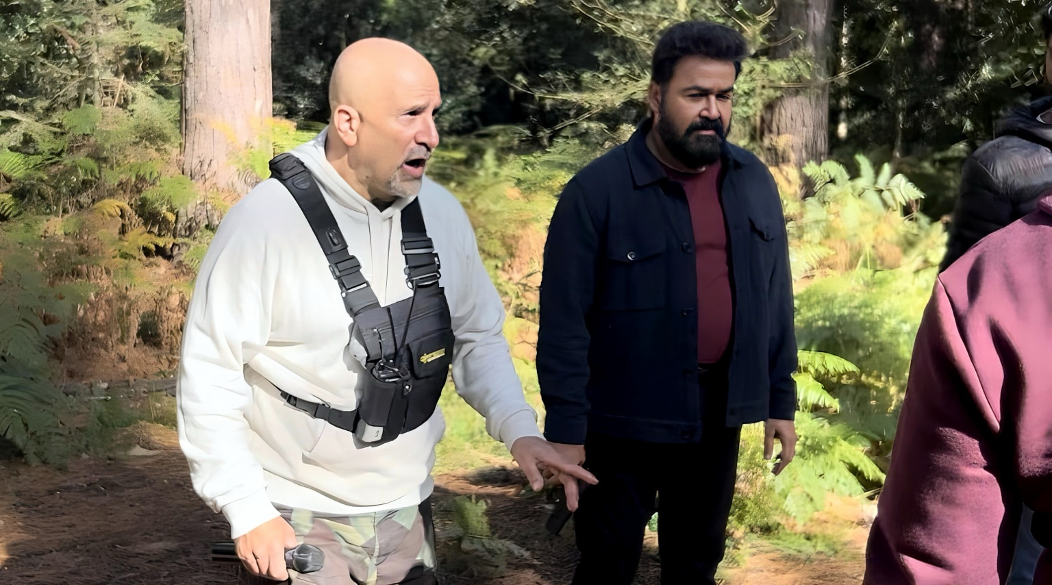 Action rehearsal on a forest location