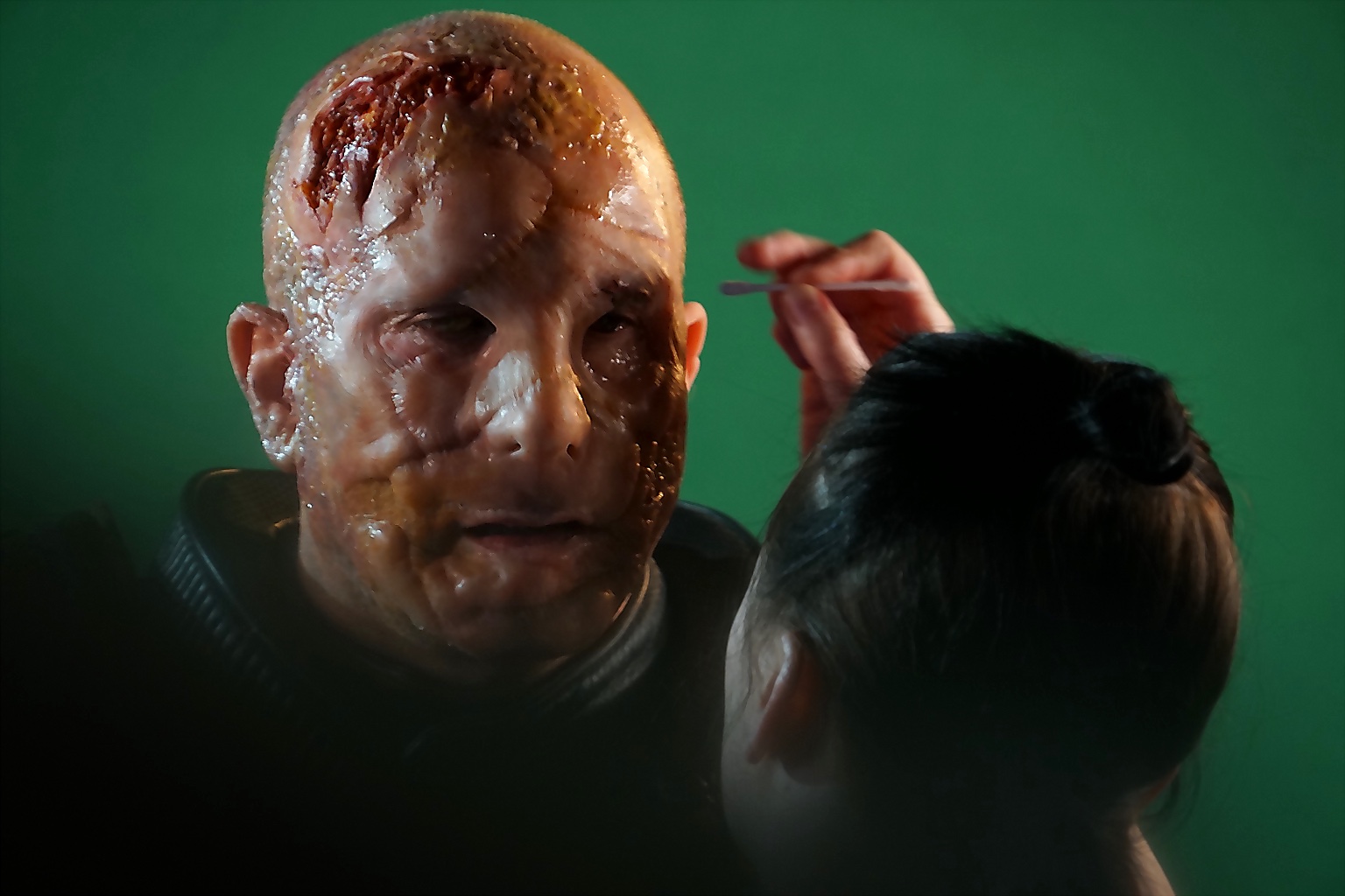 Peter Pedrero in heavy prosthetic makeup