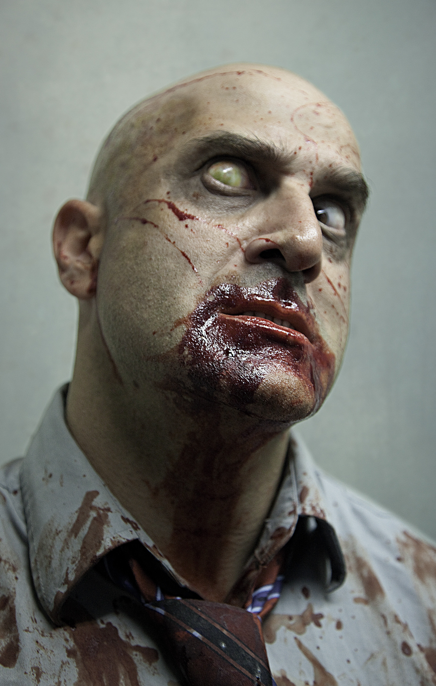 Peter Pedrero in zombie prosthetic makeup
